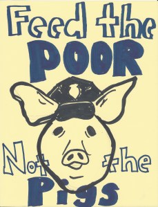 A grade school student's contribution to our artwork for the day.